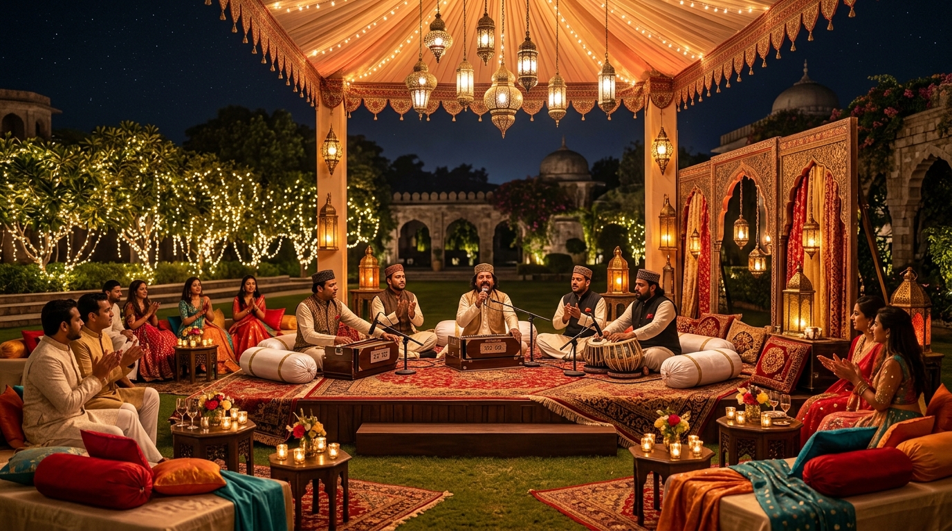 Atmospheric Sufi Qawwali Musical Night with Traditional Divan Seating